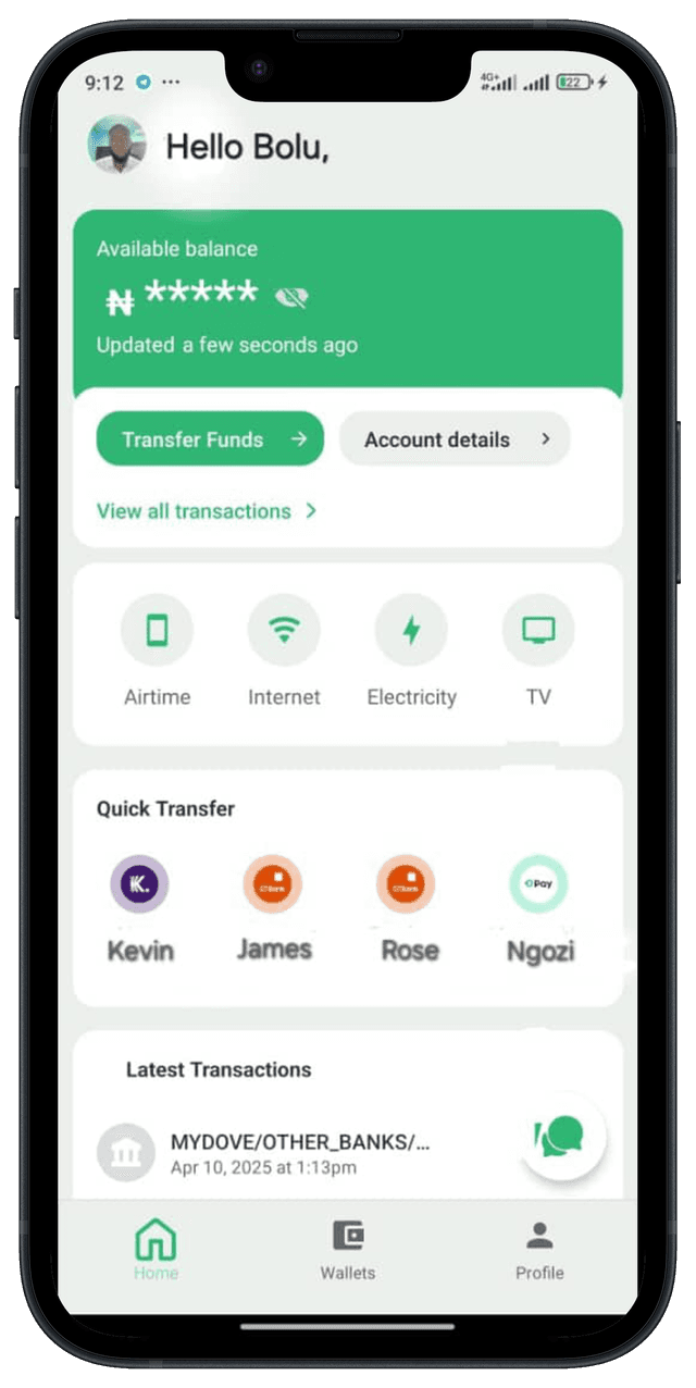 MyDove app interface